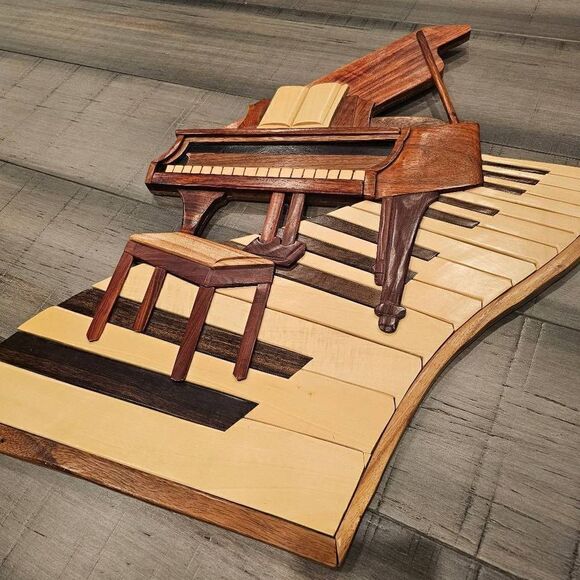 Wooden Handmade Beautiful Work of Art Wall Decor Piano - Picture 9 of 9